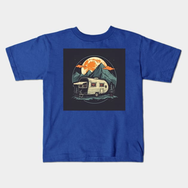 Van Life Glamping Digital Nomad Kids T-Shirt by Grassroots Green